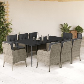 Set comedor de jardín 9 pzas cojines ratán sintético gris claro by , Garden sets - Ref: Foro24-3211996, Price: 1,00 €, Discou...