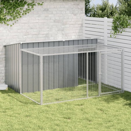 Caseta perros con corral acero galvanizado gris 197x194x110 cm von , Hundehütten - Ref: Foro24-3214224, Preis: 289,84 €, Raba...