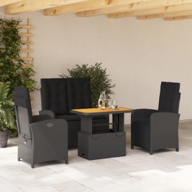 Juego comedor jardín 4 piezas con cojines ratán sintético negro von , Gartensets - Ref: Foro24-3277336, Preis: 451,60 €, Raba...