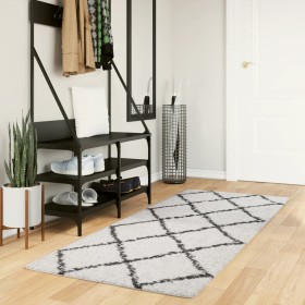 Alfombra de pelo largo moderna crema y negro 80x200 cm by , Rugs - Ref: Foro24-375362, Price: 37,96 €, Discount: %