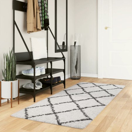 Alfombra de pelo largo moderna crema y negro 80x200 cm de , Alfombras - Ref: Foro24-375362, Precio: 37,96 €, Descuento: %