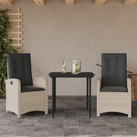 Set comedor de jardín 3 pzas cojines ratán sintético gris claro von , Gartensets - Ref: Foro24-3212410, Preis: 361,08 €, Raba...