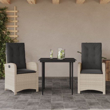 Set comedor de jardín 3 pzas cojines ratán sintético gris claro von , Gartensets - Ref: Foro24-3212410, Preis: 361,08 €, Raba...