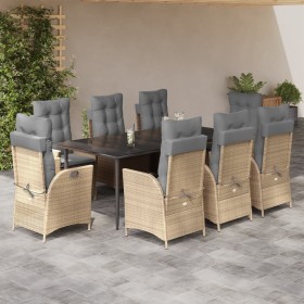 Set comedor de jardín 9 pzas con cojines ratán sintético beige by , Garden sets - Ref: Foro24-3213262, Price: 1,00 €, Discoun...
