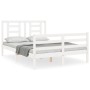 Weißer Massivholzbettrahmen mit Kopfteil 140x190 cm von vidaXL, Betten und Lattenroste - Ref: Foro24-3194682, Preis: 131,15 €...
