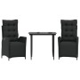 Set comedor de jardín 3 pzas con cojines ratán sintético negro by , Garden sets - Ref: Foro24-3213392, Price: 341,23 €, Disco...