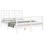 Weißer Massivholzbettrahmen mit Kopfteil 140x190 cm von vidaXL, Betten und Lattenroste - Ref: Foro24-3194682, Preis: 131,15 €...