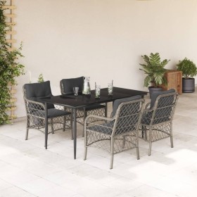 Set comedor de jardín 5 pzas cojines ratán sintético gris claro by , Garden sets - Ref: Foro24-3212169, Price: 478,13 €, Disc...