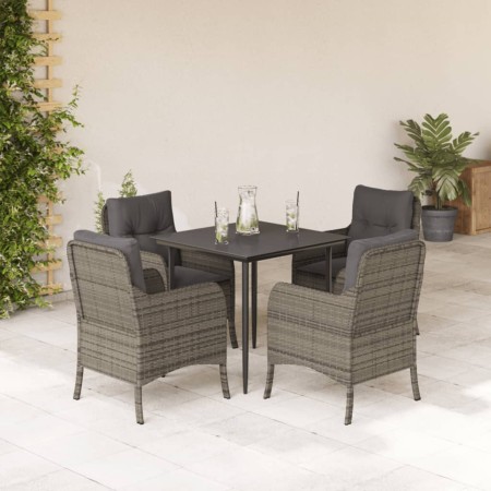Set comedor de jardín 5 piezas con cojines ratán sintético gris by , Garden sets - Ref: Foro24-3211949, Price: 549,59 €, Disc...