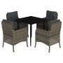 Set comedor de jardín 5 piezas con cojines ratán sintético gris by , Garden sets - Ref: Foro24-3211949, Price: 549,59 €, Disc...