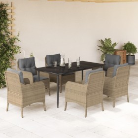 Set comedor de jardín 7 pzas con cojines ratán sintético beige de , Conjuntos de jardín - Ref: Foro24-3211980, Precio: 775,55...