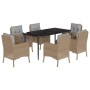 Set comedor de jardín 7 pzas con cojines ratán sintético beige de , Conjuntos de jardín - Ref: Foro24-3211980, Precio: 775,55...