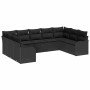 Conjunto de sofá de jardín con cojín 9 pcs Negro Poliratán