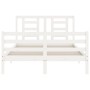 Weißer Massivholzbettrahmen mit Kopfteil 140x190 cm von vidaXL, Betten und Lattenroste - Ref: Foro24-3194682, Preis: 131,15 €...