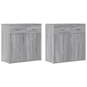 Aparadores 2 uds madera de ingeniería gris Sonoma 79x38x80 cm by , Sideboards - Ref: Foro24-3276621, Price: 239,17 €, Discoun...