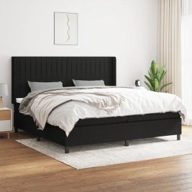 Cama box spring con colchón tela negro 200x200 cm Cama box spring con colchón tela negro 200x200 cm