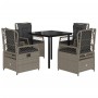 Set comedor de jardín 5 pzas cojines ratán sintético gris claro by , Garden sets - Ref: Foro24-3263035, Price: 454,40 €, Disc...