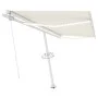Manual retractable awning with cream-colored LED 400x350 cm by vidaXL, Awnings - Ref: Foro24-3069622, Price: 506,68 €, Discou...