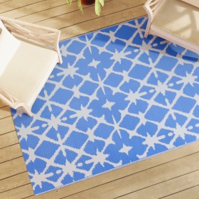 Alfombra de exterior ARAKIL azul y blanca 140x200 cm PP by , Outdoor protectors - Ref: Foro24-317028, Price: 31,96 €, Discoun...