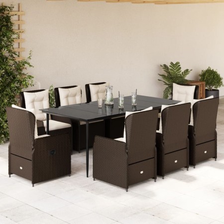 Set comedor para jardín 9 pzas y cojines ratán sintético marrón de , Conjuntos de jardín - Ref: Foro24-3262846, Precio: 1,00 ...