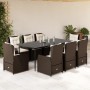 Set comedor para jardín 9 pzas y cojines ratán sintético marrón de , Conjuntos de jardín - Ref: Foro24-3262846, Precio: 1,00 ...