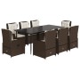 Set comedor para jardín 9 pzas y cojines ratán sintético marrón de , Conjuntos de jardín - Ref: Foro24-3262846, Precio: 1,00 ...