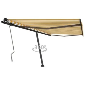 Retractable manual freestanding awning in yellow and white, 400x350 cm. by vidaXL, Awnings - Ref: Foro24-3069818, Price: 454,...
