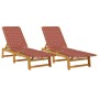 Tumbonas 2 unidades madera maciza de acacia y tela roja de , Tumbonas - Ref: Foro24-3214211, Precio: 230,40 €, Descuento: %