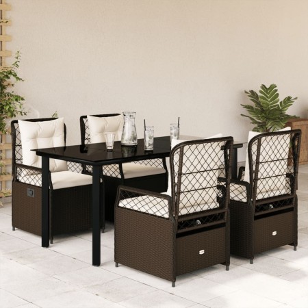 Set comedor de jardín 5 piezas y cojines ratán sintético marrón von , Gartensets - Ref: Foro24-3262981, Preis: 515,15 €, Raba...