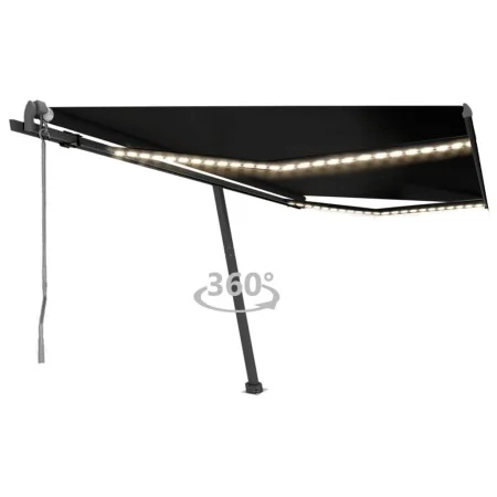 Automatic awning LED wind sensor anthracite gray 400x300 cm by vidaXL, Awnings - Ref: Foro24-3069754, Price: 693,40 €, Discou...