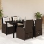 Set comedor de jardín 5 piezas y cojines ratán sintético marrón by , Garden sets - Ref: Foro24-3262850, Price: 582,64 €, Disc...