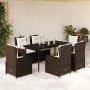 Set comedor de jardín 7 pzas con cojines ratán sintético marrón by , Garden sets - Ref: Foro24-3262844, Price: 783,23 €, Disc...