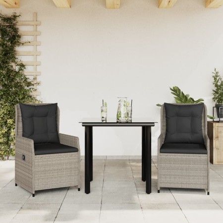 Set comedor de jardín 3 pzas cojines ratán sintético gris claro by , Garden sets - Ref: Foro24-3262903, Price: 302,08 €, Disc...