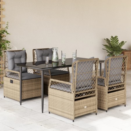Set comedor de jardín 5 pzas con cojines ratán sintético beige by , Garden sets - Ref: Foro24-3263002, Price: 523,55 €, Disco...