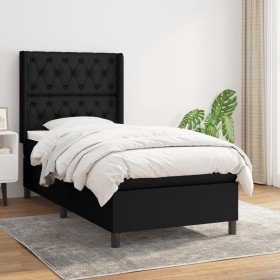 Cama box spring con colchón tela negro 80x200 cm Cama box spring con colchón tela negro 80x200 cm