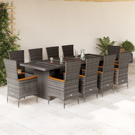 Set de comedor de jardín 11 pzas y cojines ratán sintético gris by , Garden sets - Ref: Foro24-3277556, Price: 1,00 €, Discou...
