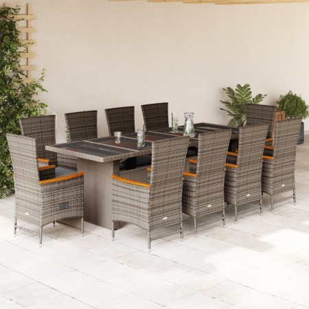 Set de comedor de jardín 11 pzas y cojines ratán sintético gris by , Garden sets - Ref: Foro24-3277561, Price: 1,00 €, Discou...