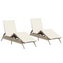 Tumbonas con cojines 2 unidades ratán sintético beige by , Loungers - Ref: Foro24-3261582, Price: 284,50 €, Discount: %