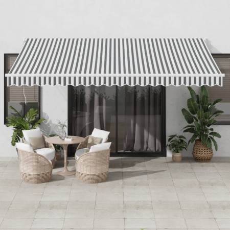 Toldo retráctil aluminio y tela gris antracita y blanco 4,5x3 m von , Markisen - Ref: Foro24-3216106, Preis: 314,13 €, Rabatt: %