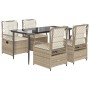 Set comedor de jardín 5 pzas con cojines ratán sintético beige von , Gartensets - Ref: Foro24-3263016, Preis: 520,17 €, Rabat...