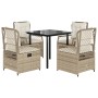 Set comedor de jardín 5 pzas con cojines ratán sintético beige by , Garden sets - Ref: Foro24-3263021, Price: 473,19 €, Disco...
