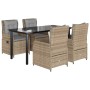 Set comedor de jardín 5 pzas con cojines ratán sintético beige von , Gartensets - Ref: Foro24-3262878, Preis: 563,81 €, Rabat...