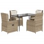 Set comedor de jardín 5 pzas con cojines ratán sintético beige by , Garden sets - Ref: Foro24-3262884, Price: 597,96 €, Disco...