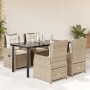 Set comedor de jardín 5 pzas con cojines ratán sintético beige by , Garden sets - Ref: Foro24-3262892, Price: 604,03 €, Disco...