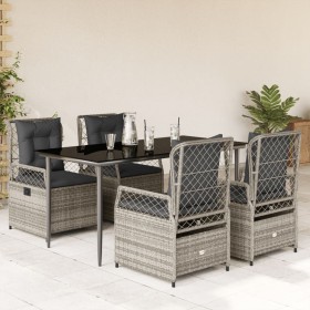 Set comedor de jardín 5 piezas con cojines ratán sintético gris de , Conjuntos de jardín - Ref: Foro24-3262988, Precio: 522,6...
