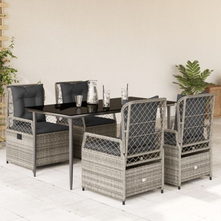 Set comedor de jardín 5 piezas con cojines ratán sintético gris de , Conjuntos de jardín - Ref: Foro24-3262988, Precio: 505,88 €