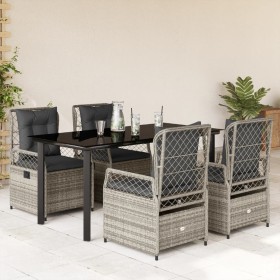 Set comedor de jardín 5 piezas con cojines ratán sintético gris de , Conjuntos de jardín - Ref: Foro24-3262995, Precio: 512,1...