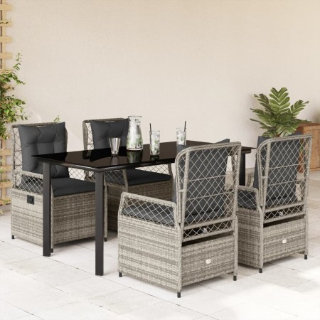 Set comedor de jardín 5 piezas con cojines ratán sintético gris von , Gartensets - Ref: Foro24-3262995, Preis: 512,10 €, Raba...
