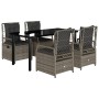 Set comedor de jardín 5 piezas con cojines ratán sintético gris von , Gartensets - Ref: Foro24-3262995, Preis: 512,10 €, Raba...