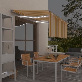 Toldo automático persiana LED sensor viento amarillo 3,5x2,5 m by , Awnings - Ref: Foro24-3069413, Price: 540,36 €, Discount: %